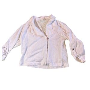 Mosaic & Co Women's White Linen Blend Full Zip Collared Jacket Size L